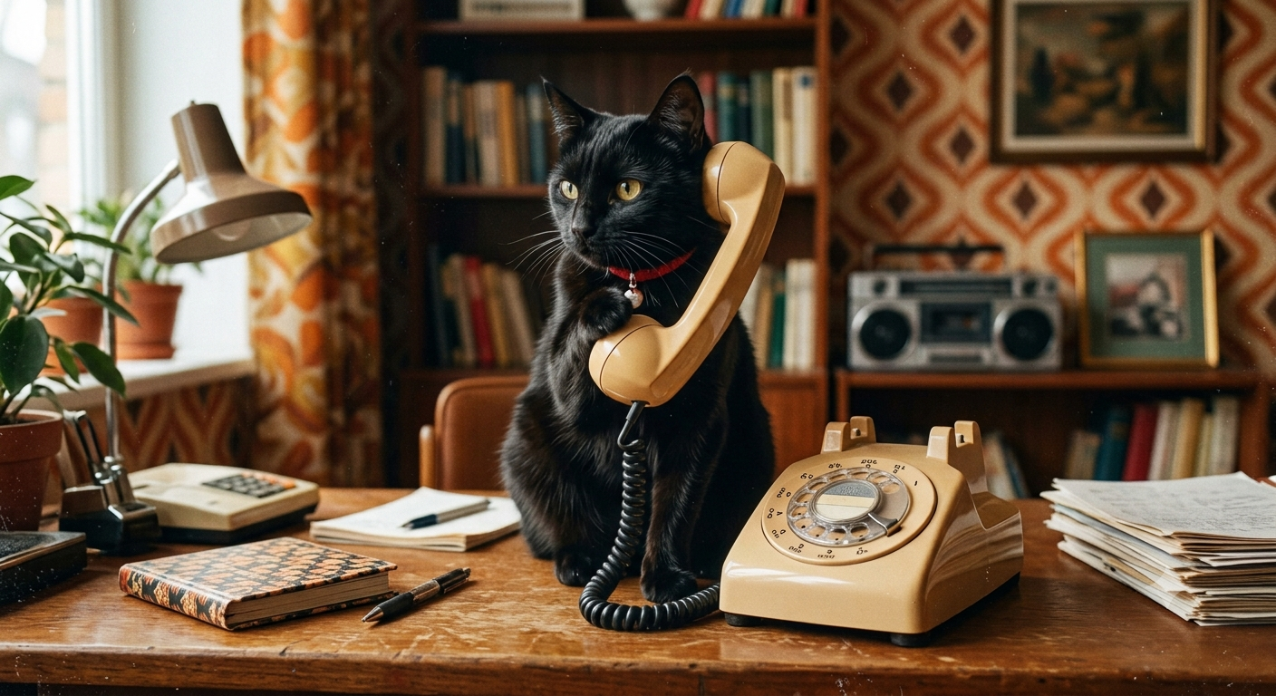 Katze mit Telefon