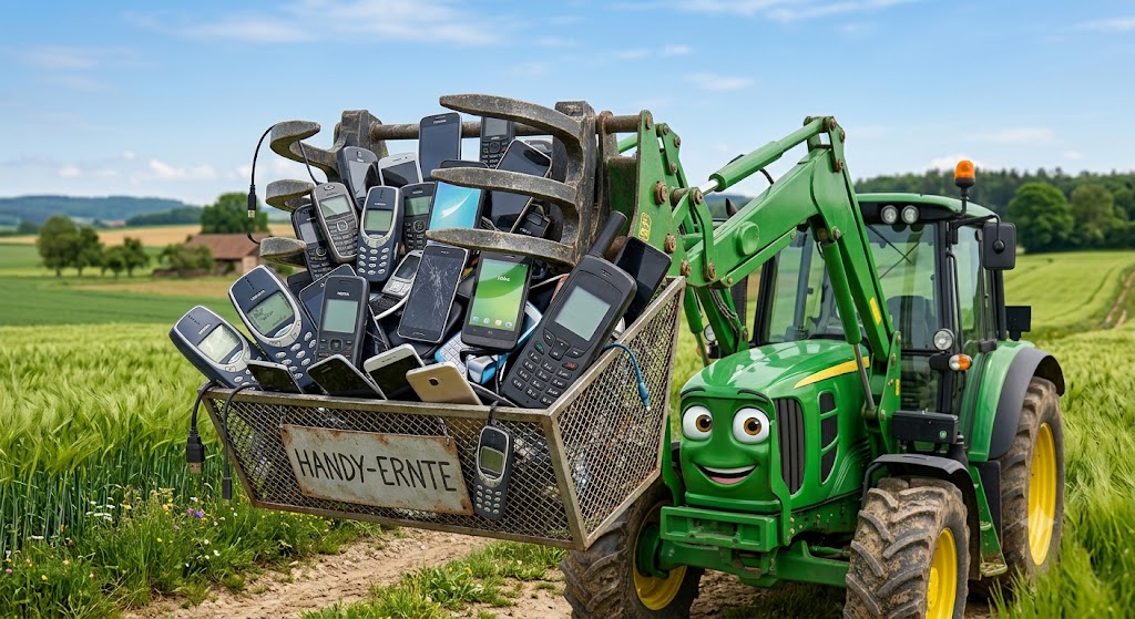 Grüner Traktor auf dem Feld
